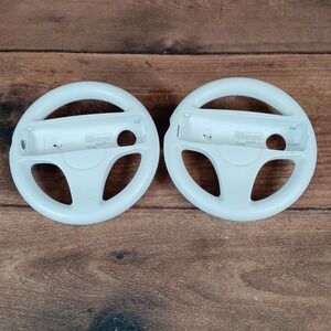 Nintendo Wii White Steering Wheel Controller Accessory Bundle Lot